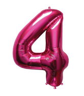 34" Northstar Brand Packaged Number 4 - Magenta Foil Balloon