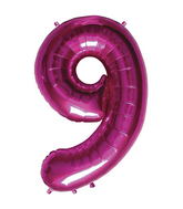 34" Northstar Brand Packaged Number 9 - Magenta Foil Balloon