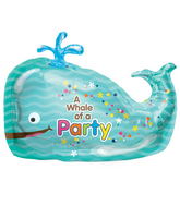 36" Foil Balloon Whale of a Party Packaged
