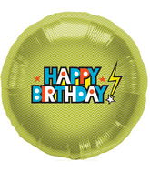 18" Foil Balloon Happy Birthday Bolt Packaged