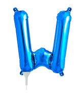 16" Airfill Only Self Sealing 16" Letter W - Blue Foil Balloon