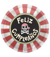 18" Foil Balloon Feliz Cumpleanos Pirate Skull (Spanish)