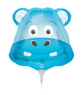 14" Happy Hippo Head Airfill Balloon Includes Cup and Stick.