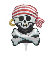 14" Jolly Roger Airfill Balloon Includes Cup and Stick.