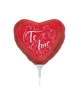 9" Airfill Only Foil Balloon Classic Te Amo (Spanish)