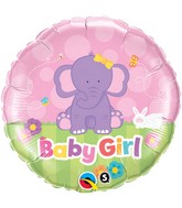 18" Baby Girl Elephant Mylar Balloon