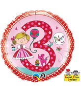 18" Rachel Ellen Age 3 Princess Polka Dots Balloon