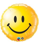 18" Yellow Smiley Face Packaged Mylar Balloon