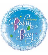9" Airfill Only Blue Baby Boy Stars Foil Balloon