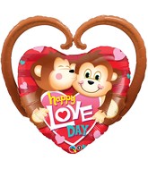 39" Happy Love Day Monkeys Balloons