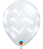 11" Diamond Clear (50 Count) Chevron Stripes Latex Balloons