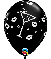 11" Onyx Black 50CT Mixed Drinks & Bubbly Latex Balloons