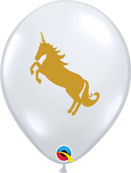 11" Golden Unicorn Latex Balloons Diamond Clear (50 Count)