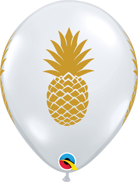11" Golden Pineapple Latex Balloons Diamond Clear