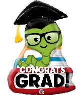 37" Congrats Grad Bookworm Foil Balloon