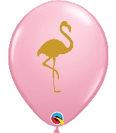 11" Golden Flamingo Latex Balloon (50 Count) Pink