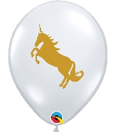 11" Golden Unicorn Latex Balloons Diamond Clear 50 Count