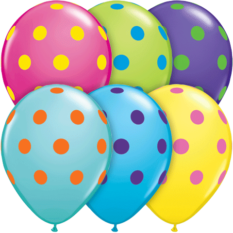 11" Assorted Colorful Big Polka Dots (50 Count) Latex Balloons