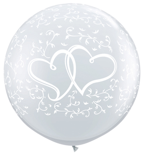 36" Entwined Hearts Diamond Clear (2 Count) Latex Balloons