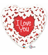 36" I Love You White Glitter Hearts Jumbo Balloon
