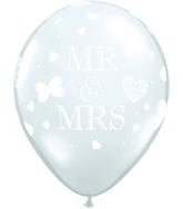 11" Diamond Clear 50 Count Mr. And Mrs. Latex Balloons