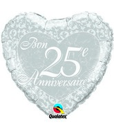 18 Bon 25e anniversaire – Coeurs ballon (emballé) Balloon