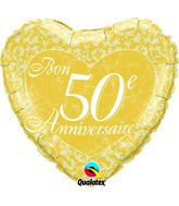 18 Bon 50e anniversaire – Coeurs ballon (emballé) Balloon