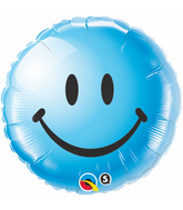18" Blue Smiley Face Packaged Mylar Balloon