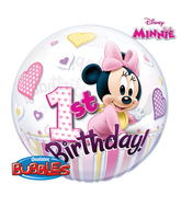 22" Minnie Mouse 1st Birthday Bubble Balloons