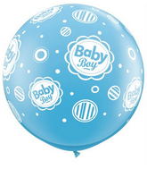 36" Pale Blue Baby Boy Dots (2 Count) Latex Balloons