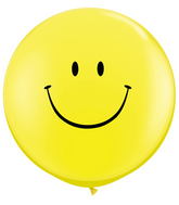 36" Smile Face Yellow w/Black Ink (2 ct.) Latex Balloons