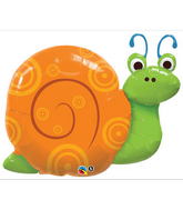 36" Cute Swirly Snail Orange Shell Jumbo Mylar Balloon