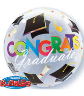 22" Congrats Graduation Caps Plastic Bubble Balloons