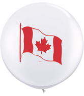 36" Canada Flag White (2 Count) (2 sided) Latex Balloons
