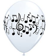 11" Music Notes White (50 Per Bag) Latex Balloons