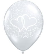 11" Entwined Hearts Diamond Clear (50 Per Bag) Latex Balloons