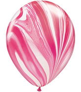 11" Latex Balloons Qualatex Red and White Agate (100 Count)