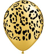 11" Leopard Spots Gold (50 Per Bag) Latex Balloons
