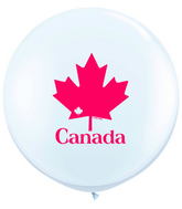 36" Patriotic Maple Leaf White (2 Count) (2 sided) Latex Balloons