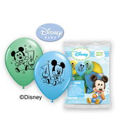 12" Mickey 1st Birthday 6 pack Latex Balloons
