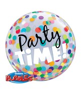 22" Party Time! Colorful Dots Plastic Bubble Balloons