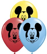 5" Mickey Mouse Face Assorted Colors 100 per bag Latex Balloons