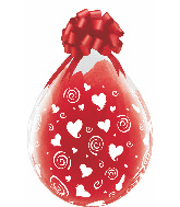 18" Stuffing Balloons Swirling Hearts Clear (25 Count)