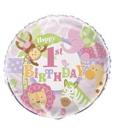 18" Pink 1st Birthday Safari Balloon