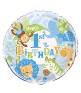 18" Blue 1st Birthday Safari Balloon