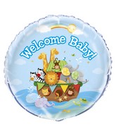 18" Foil Balloon Welcome Baby Noah's Ark