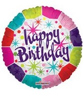 4" Airfill Only Happy Birthday Border Stars Balloon