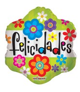 18" Felicidades Flores Mylar Balloon (Spanish)