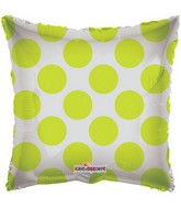 18" Solid Square with Green Polka Dots