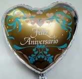 4" Airfill Only Feliz Anniversario (foil Back) Balloon (Spanish)